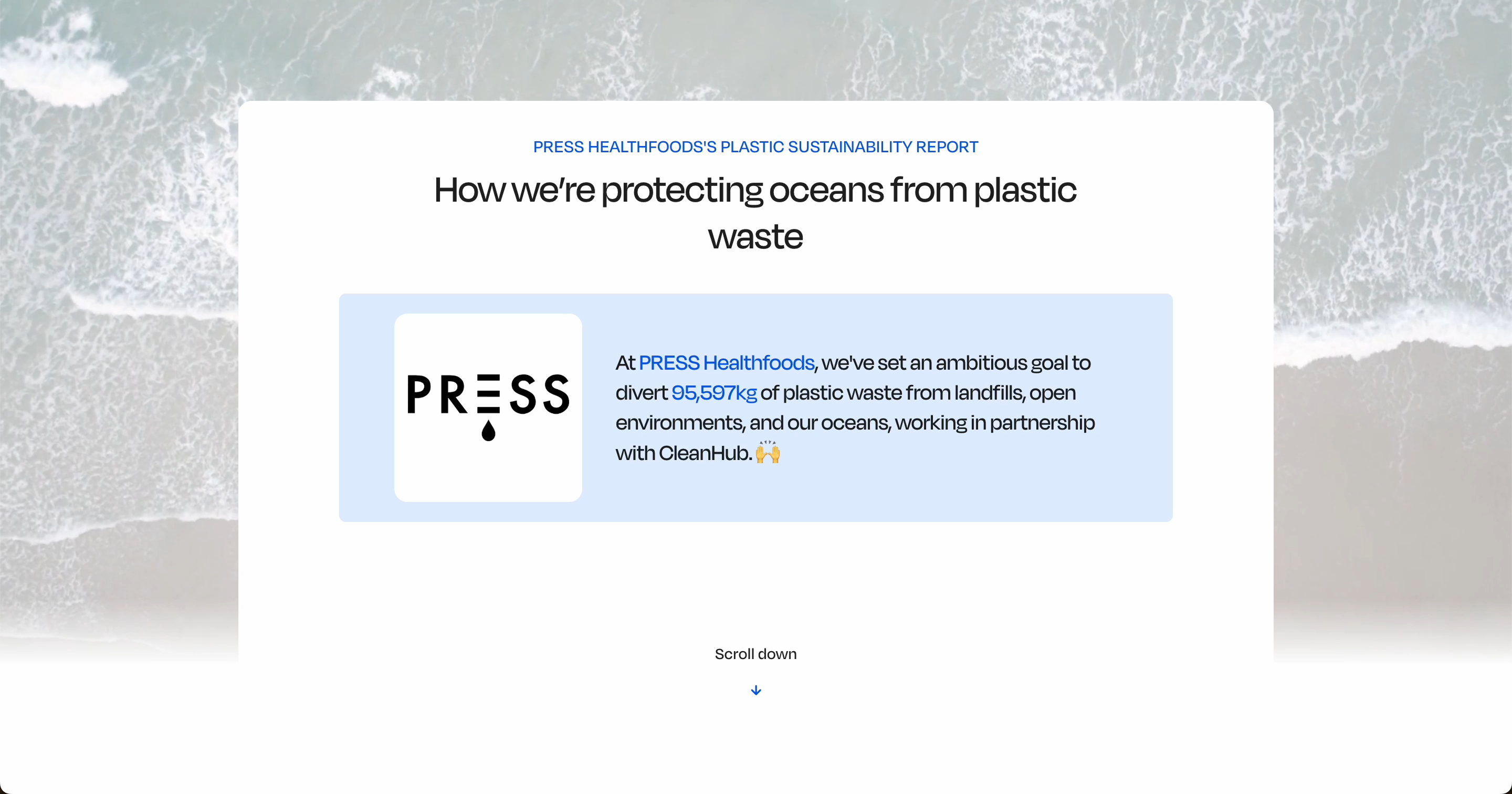 PRESS Healthfoods sustainability report landing page