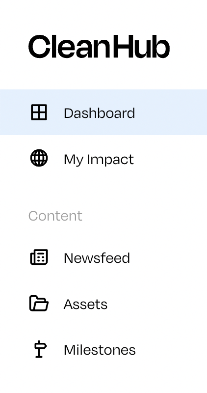 CleanHub dashboard sidebar navigation